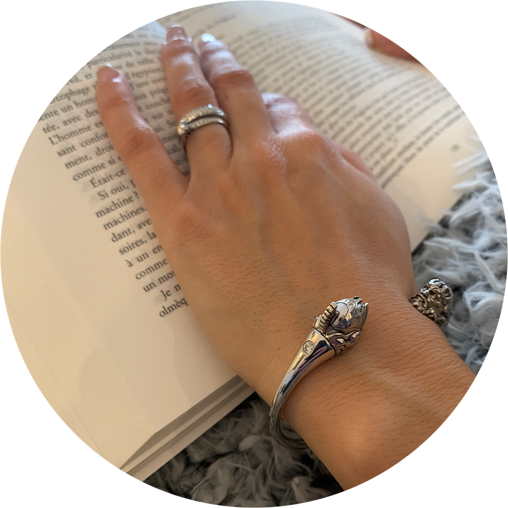 Jonc rond duo diamants blancs