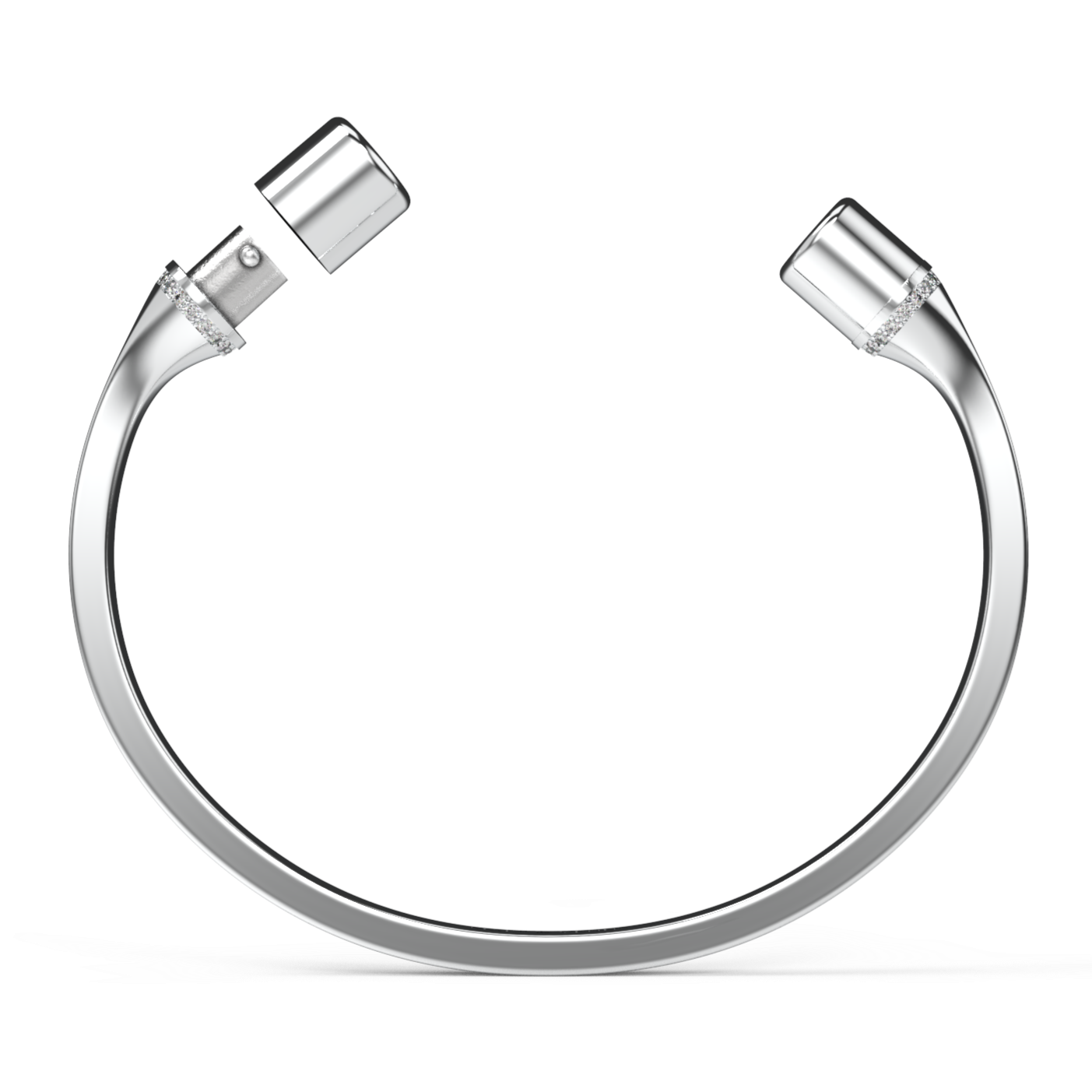 Jonc carré argent liseré diamants blancs