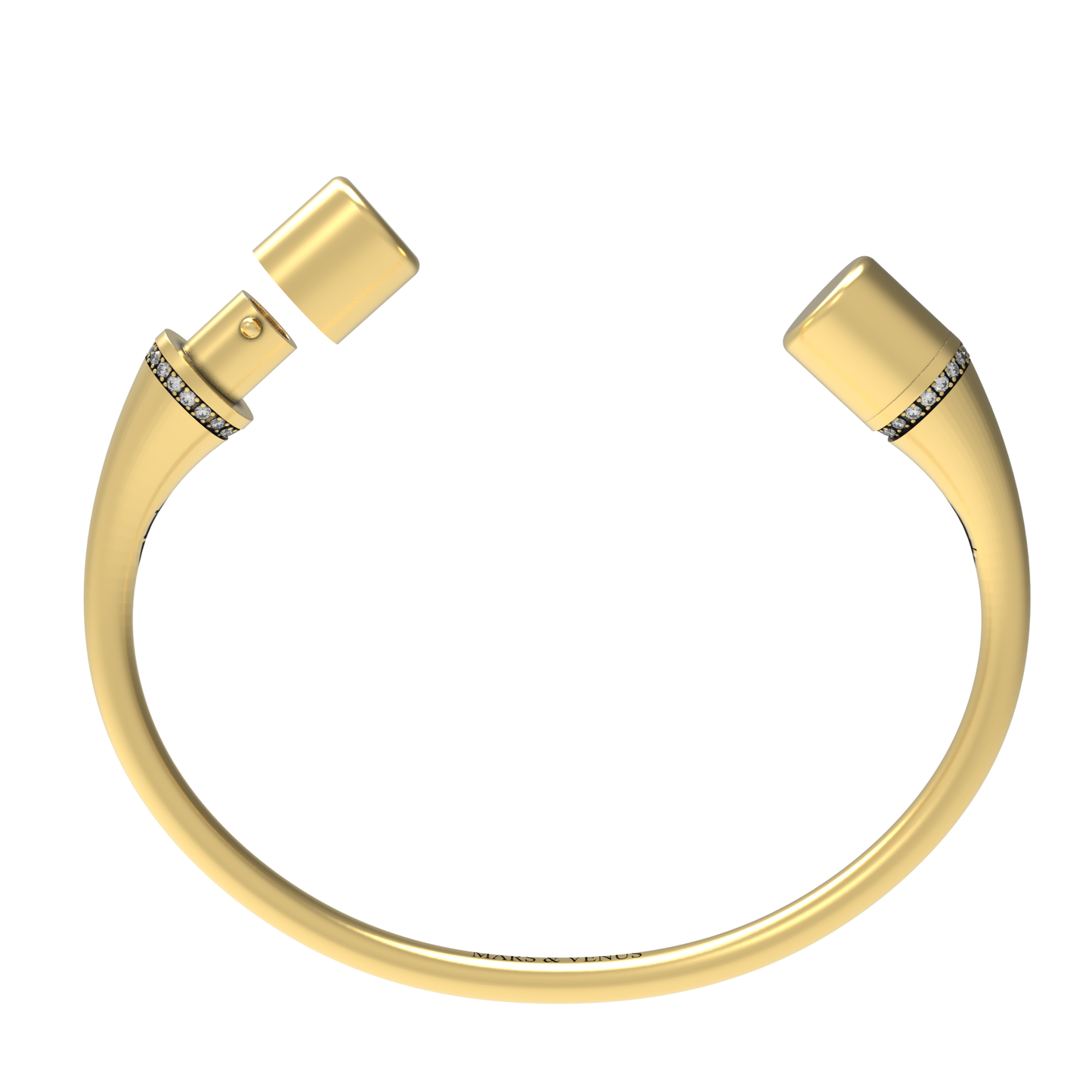 Jonc rond argent liseré diamants blancs