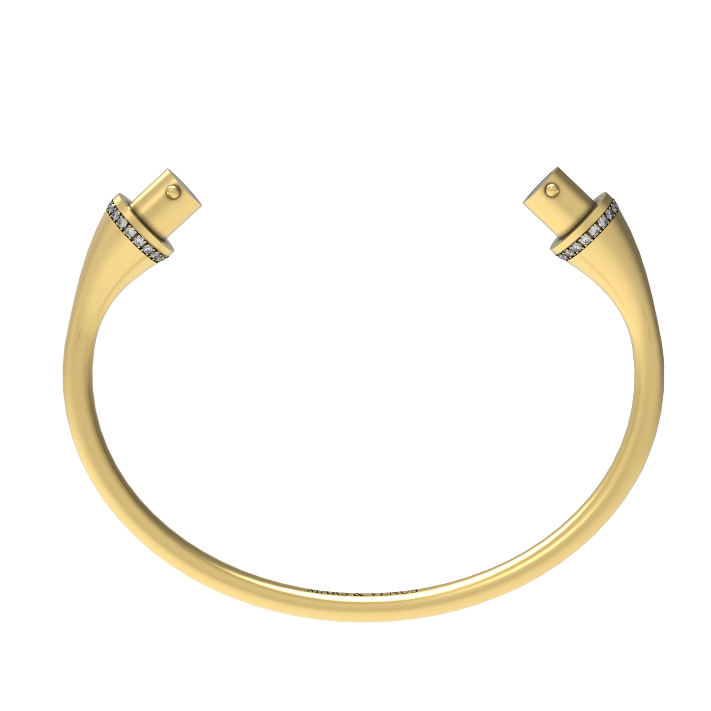 Jonc rond argent liseré diamants blancs
