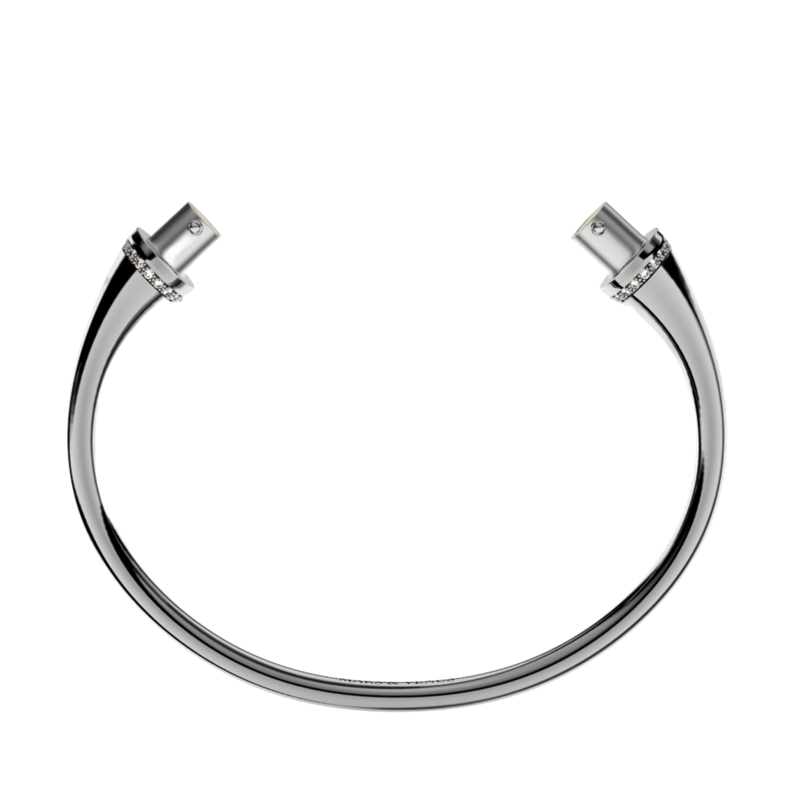 Jonc rond argent liseré diamants blancs