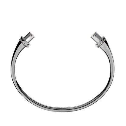 Jonc rond argent liseré diamants blancs