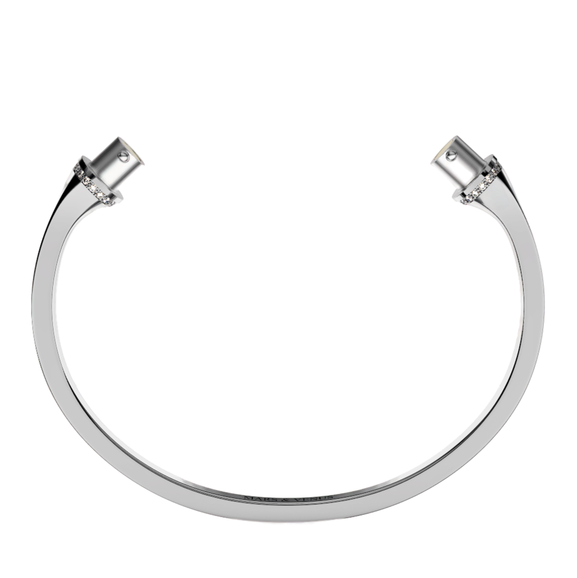 Jonc carré argent liseré diamants blancs