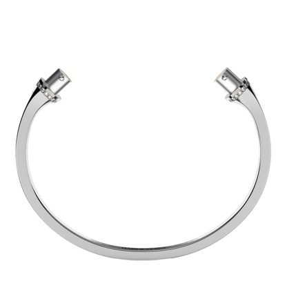 Jonc carré argent liseré diamants blancs