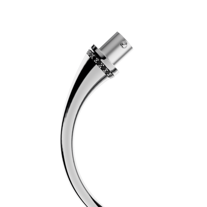 Jonc rond argent liseré diamants noirs