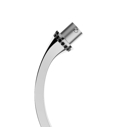 Jonc carré argent liseré diamants noirs