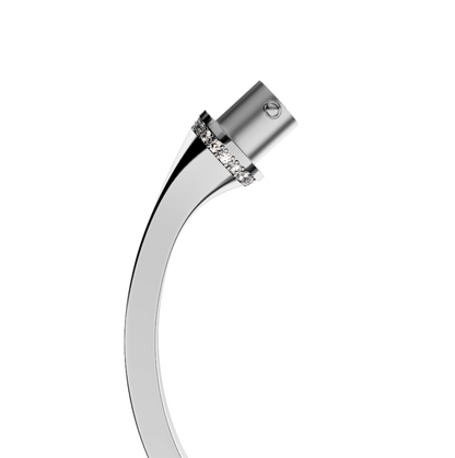 Jonc carré argent liseré diamants blancs