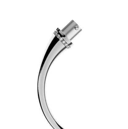 Jonc rond argent liseré diamants blancs