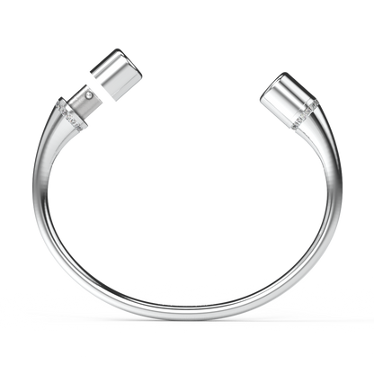 Jonc rond argent liseré diamants blancs