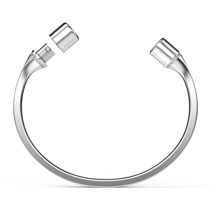 Jonc carré argent liseré diamants blancs