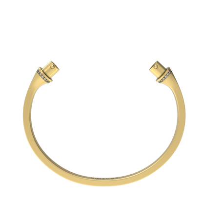 Jonc carré argent liseré diamants blancs