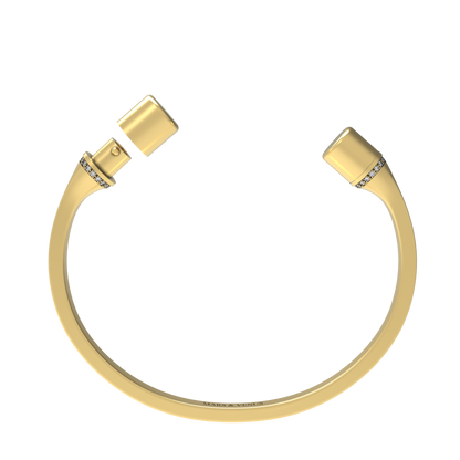 Jonc carré argent liseré diamants blancs