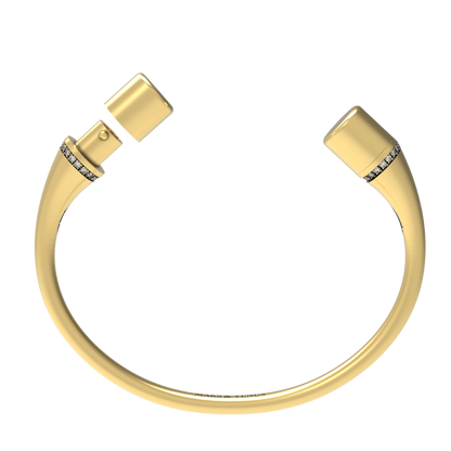 Jonc rond argent liseré diamants blancs