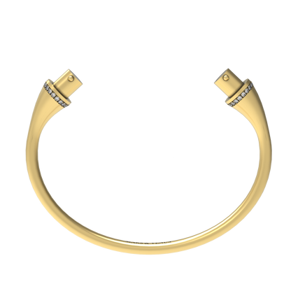 Jonc rond argent liseré diamants blancs