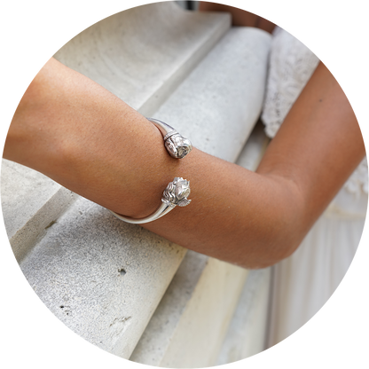 Jonc rond argent liseré diamants blancs